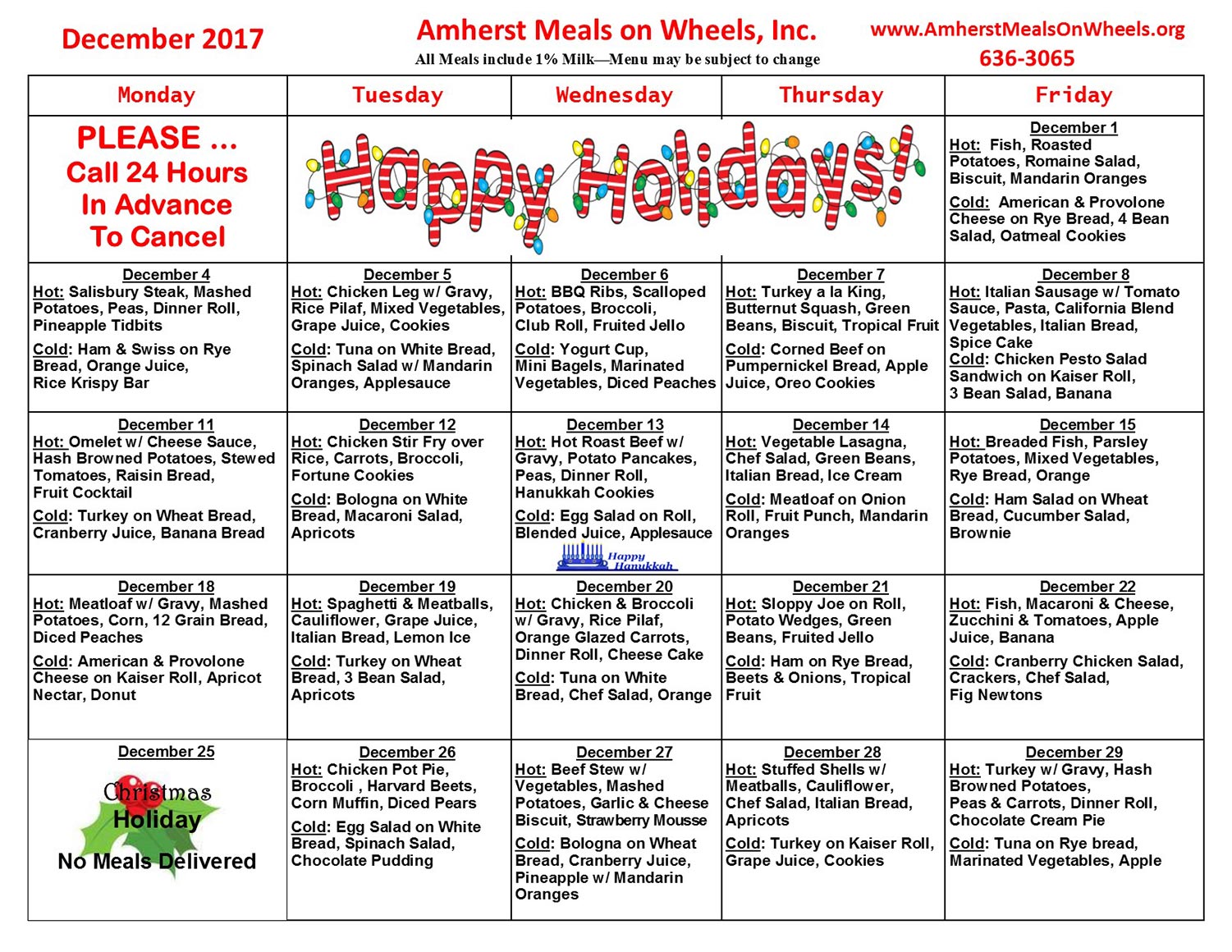 December 2017 2 | Amherst Meals on Wheels